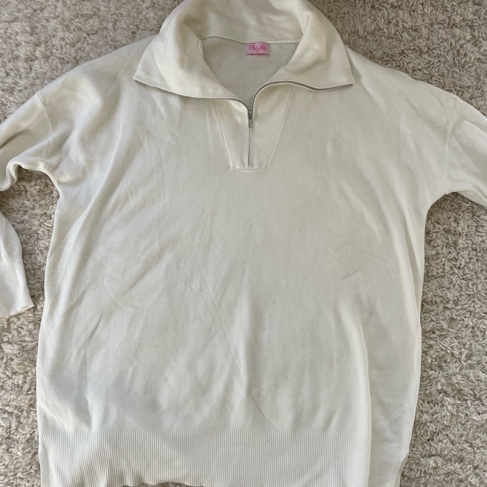 Pink Lily. Quarter zip top with slits on side size XL